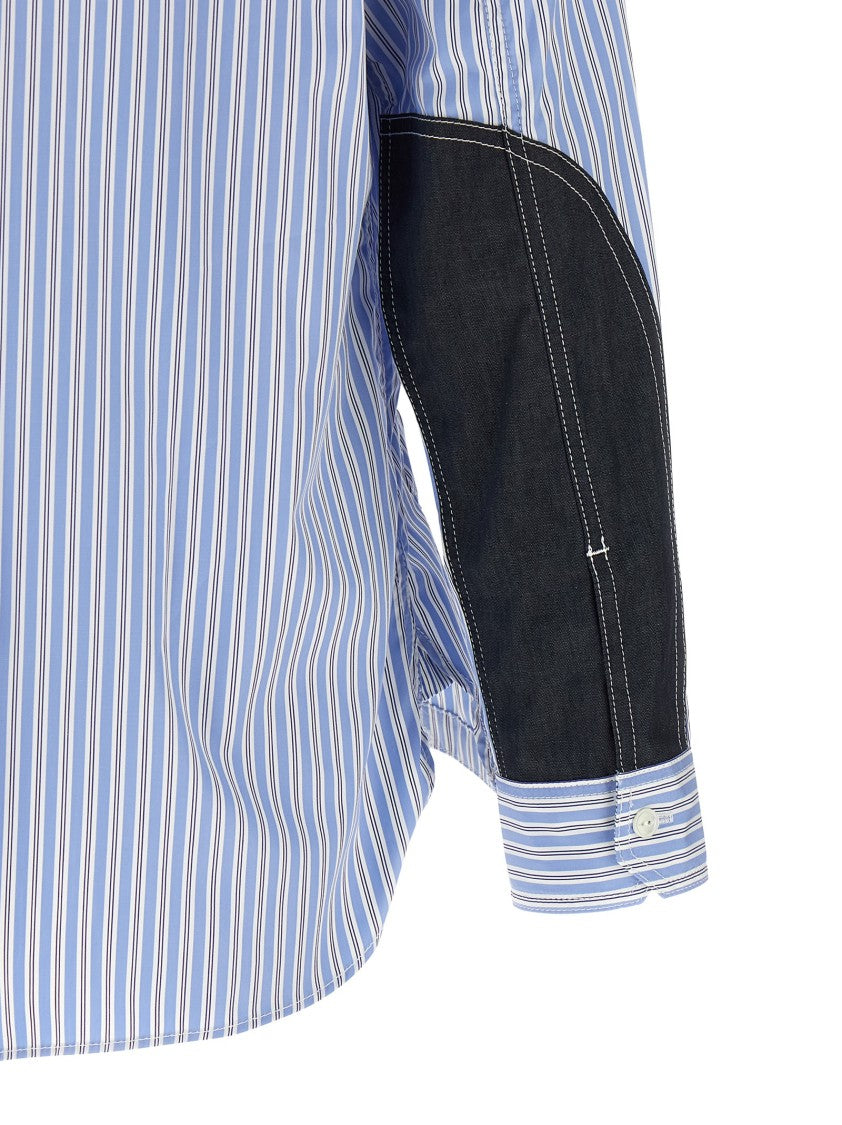 Junya Watanabe Striped Poplin Shirt With Denim Inserts