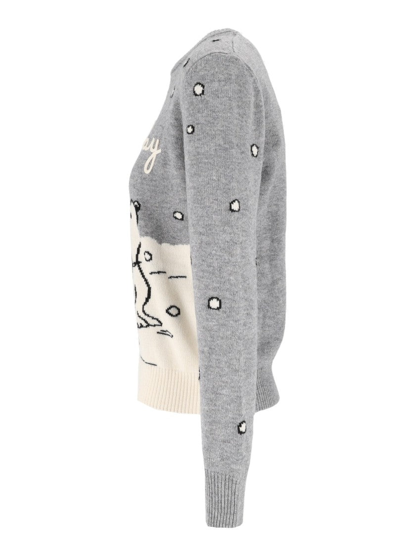 Mc2 Saint Barth New Queen Peanuts Snow Day Embroidered Sweater