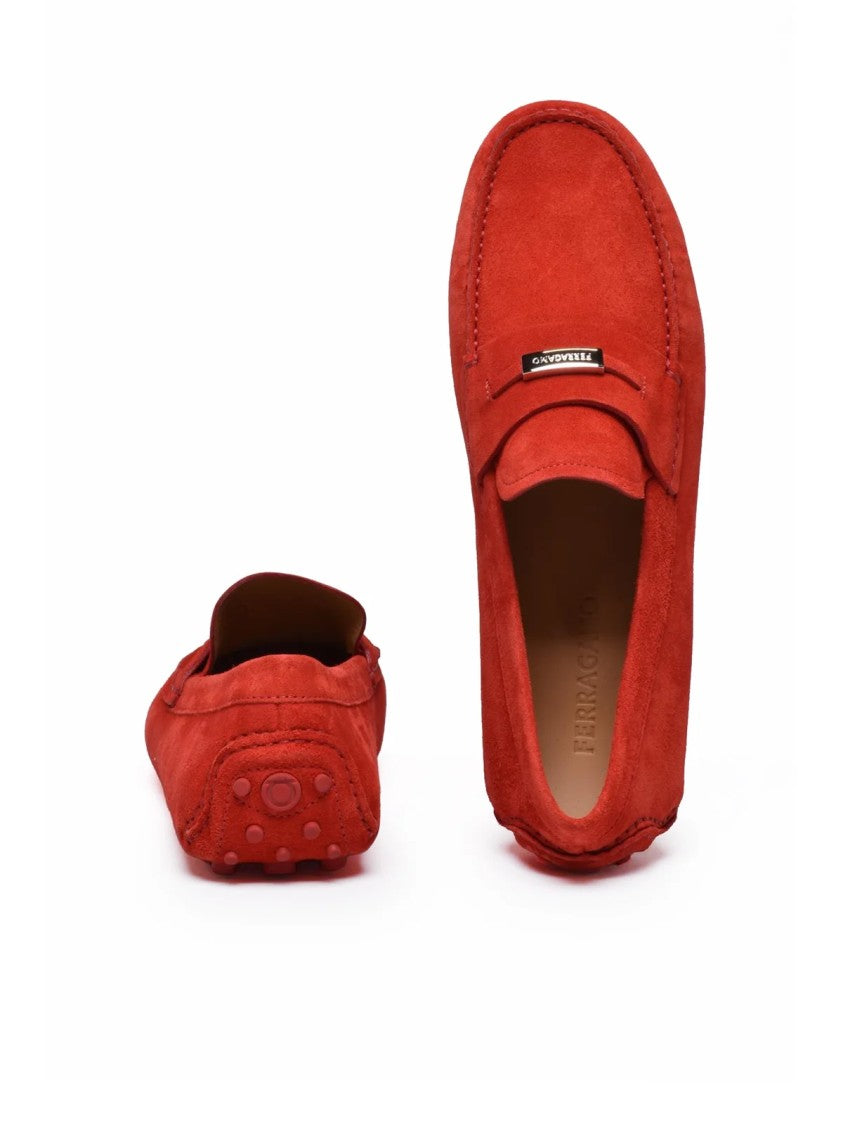 Ferragamo Red 'Grenoble' Leather Loafers