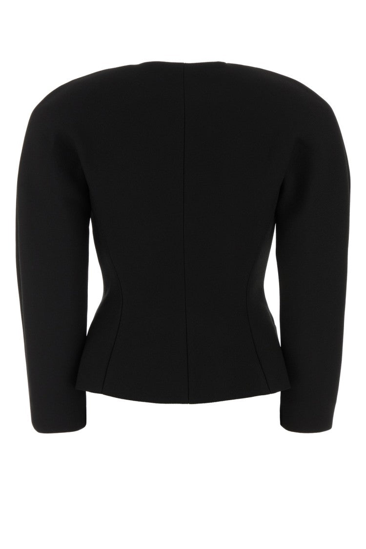 Jacquemus Structured Black Cropped Jacket With Voluminous Sleeves