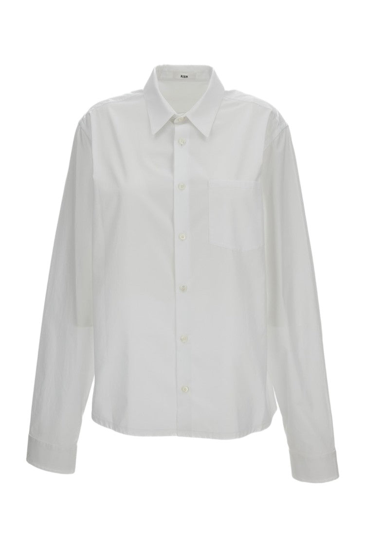 Rier White Boxy Cotton Poplin Shirt
