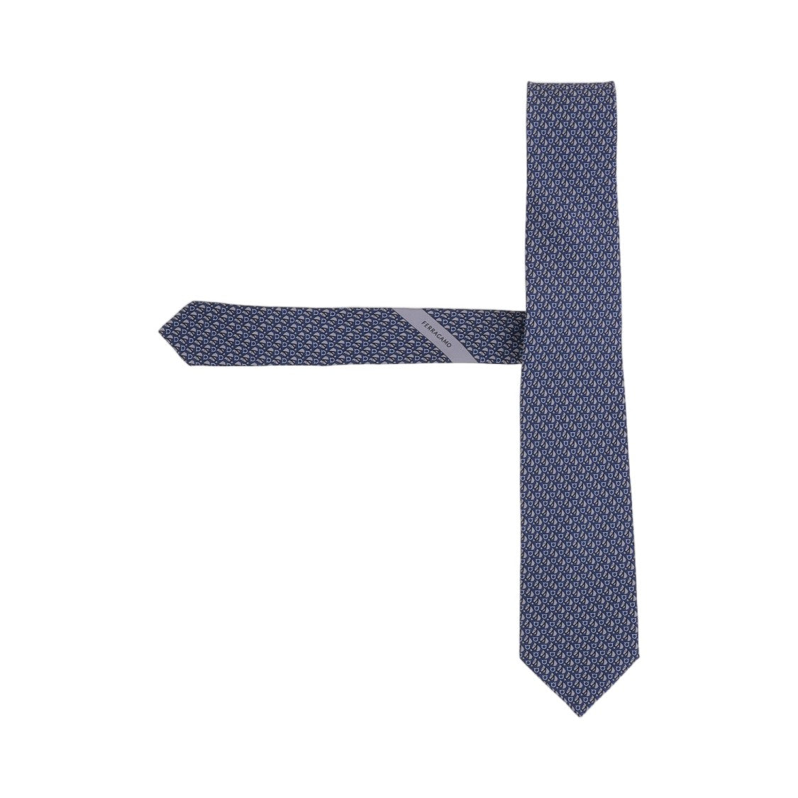 Salvatore Ferragamo Navy Patterned Silk Tie