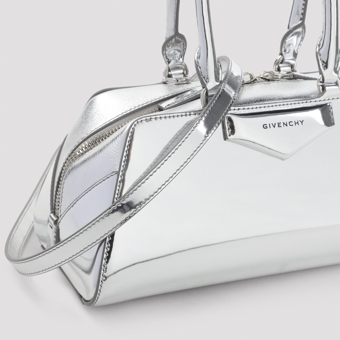 Givenchy Light Silvery Calf Leather Antigona Ew Small Handbag