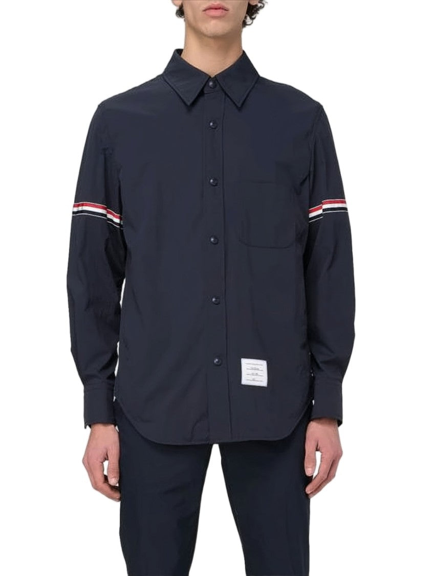 Thom Browne Long-Sleeve Black Shirt With Contrasting Stripes