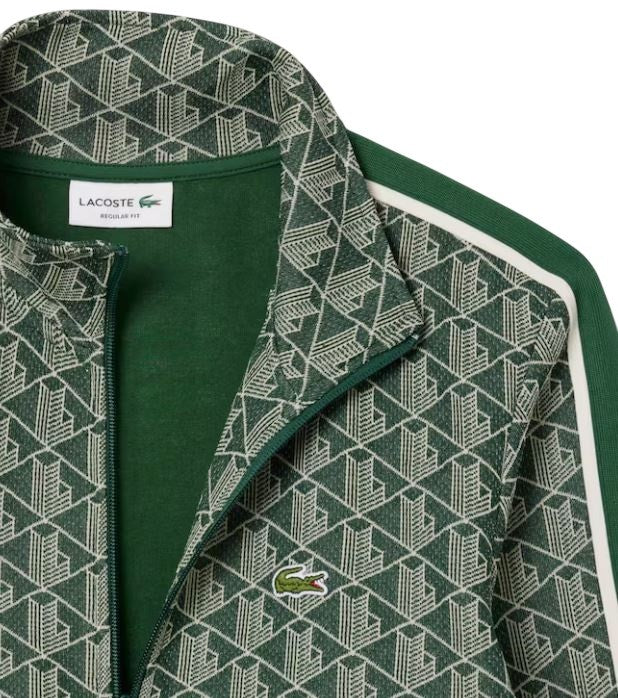 Lacoste Jacquard Knit Zip-Up Contrasting Stripe Sweatshirt