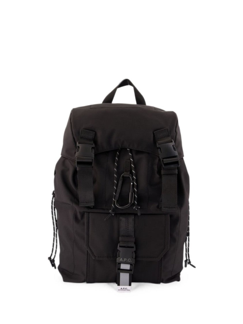 A.P.C. Compact Black Nylon Backpack With Adjustable Buckles