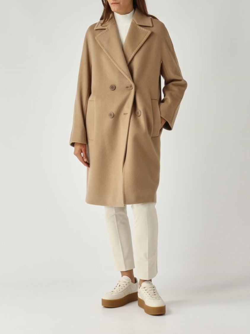 Max Mara Double-Breasted Virgin Wool Camel Coat