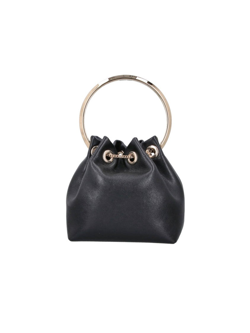 Jimmy Choo Gathered Leather Bag With Pearl-Like Beads