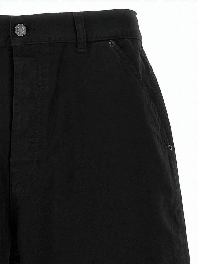 Saint Laurent Mid-Thigh Black Shorts In Classic Five-Pocket Design
