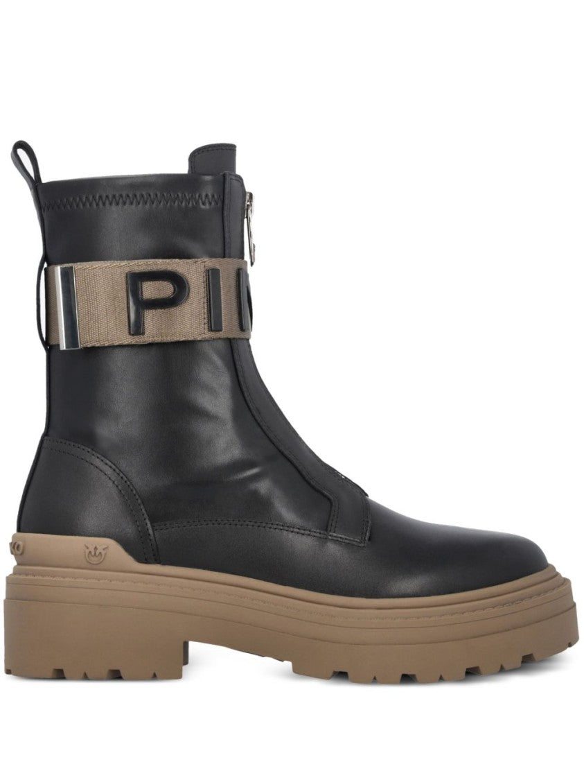 Pinko Sole Ankle Boots With Embossed Strap