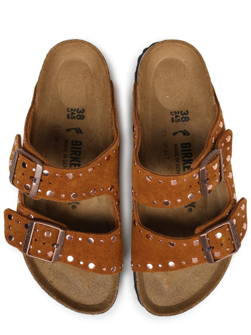 Birkenstock Two-Strap Brown Leather Sandals With Adjustable Buckles