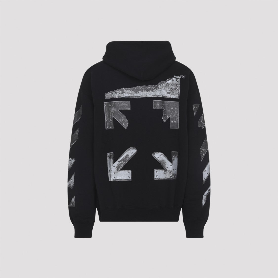 Off-White Relaxed Black Hoodie With Diagonal Stripe Graphics