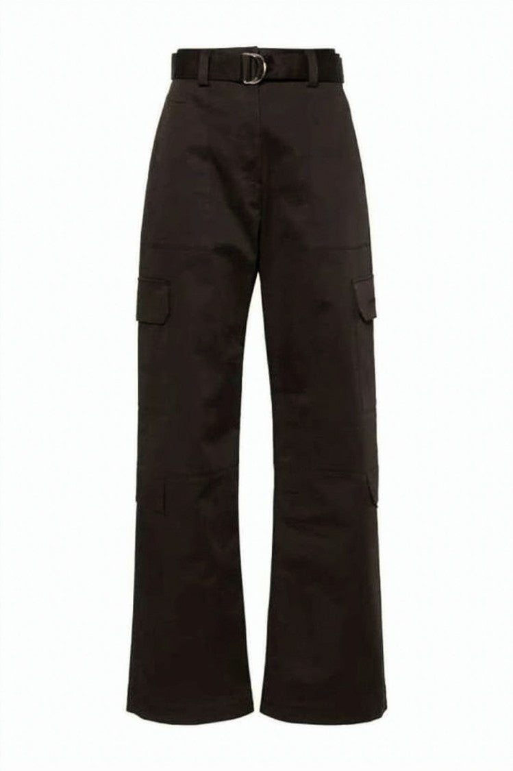 Msgm High-Waisted Straight-Leg Pants With Matching Belt And Flap Pockets