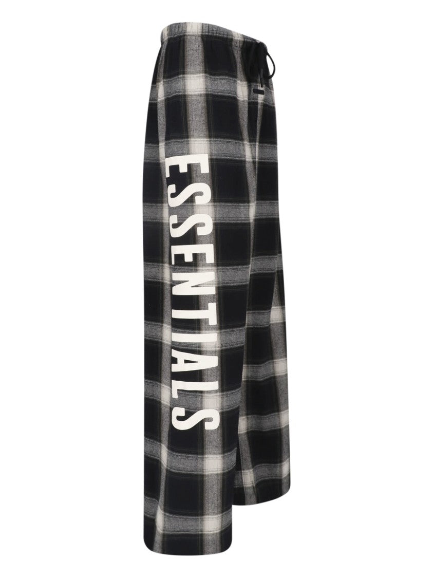 Fear Of God Essentials Graphite Plaid Cotton Wide-Leg Pants