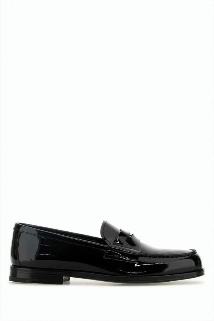 Prada Glossy Black Leather Penny Loafers
