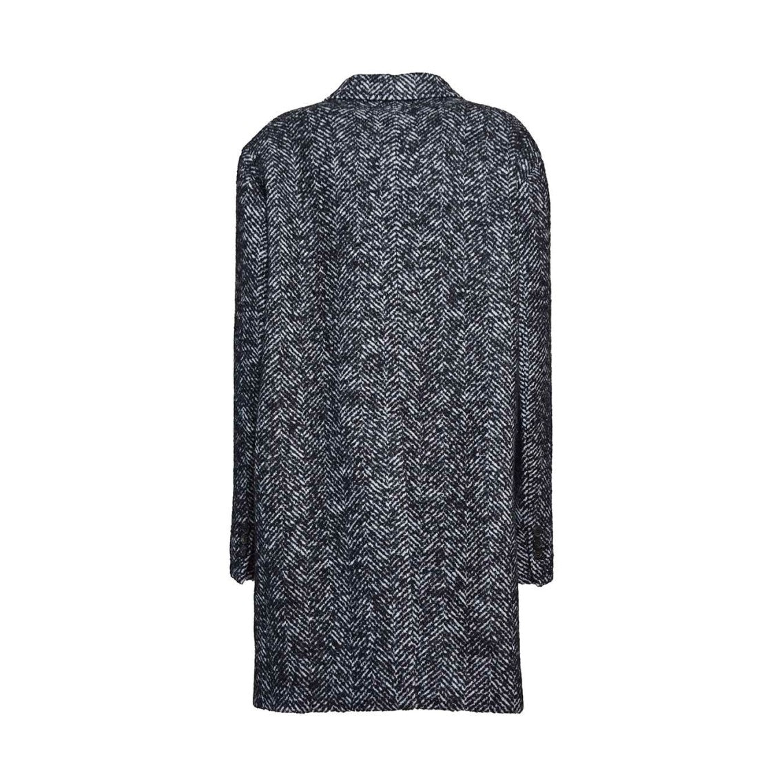 Dsquared2 Single Breasted Wool Coat Black And White Chevron Pattern