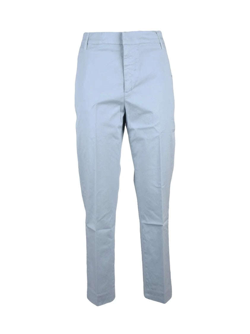 Dondup Light Grey Nima Straight-Leg Stretch Cotton Straight-Leg Pants