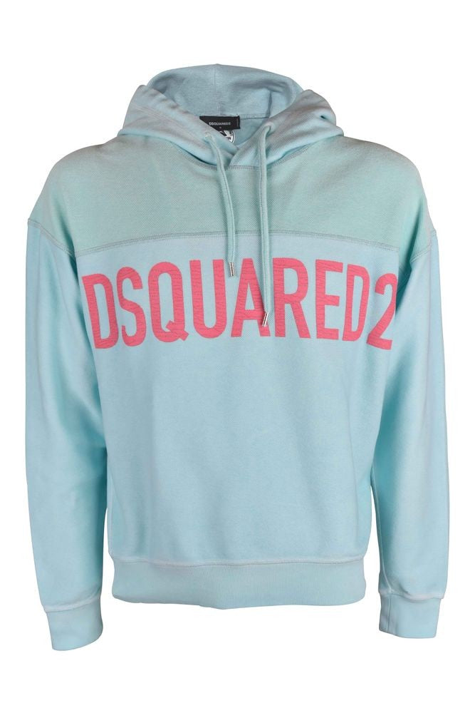 Dsquared2 Turquoise Blue Cotton Hoodie