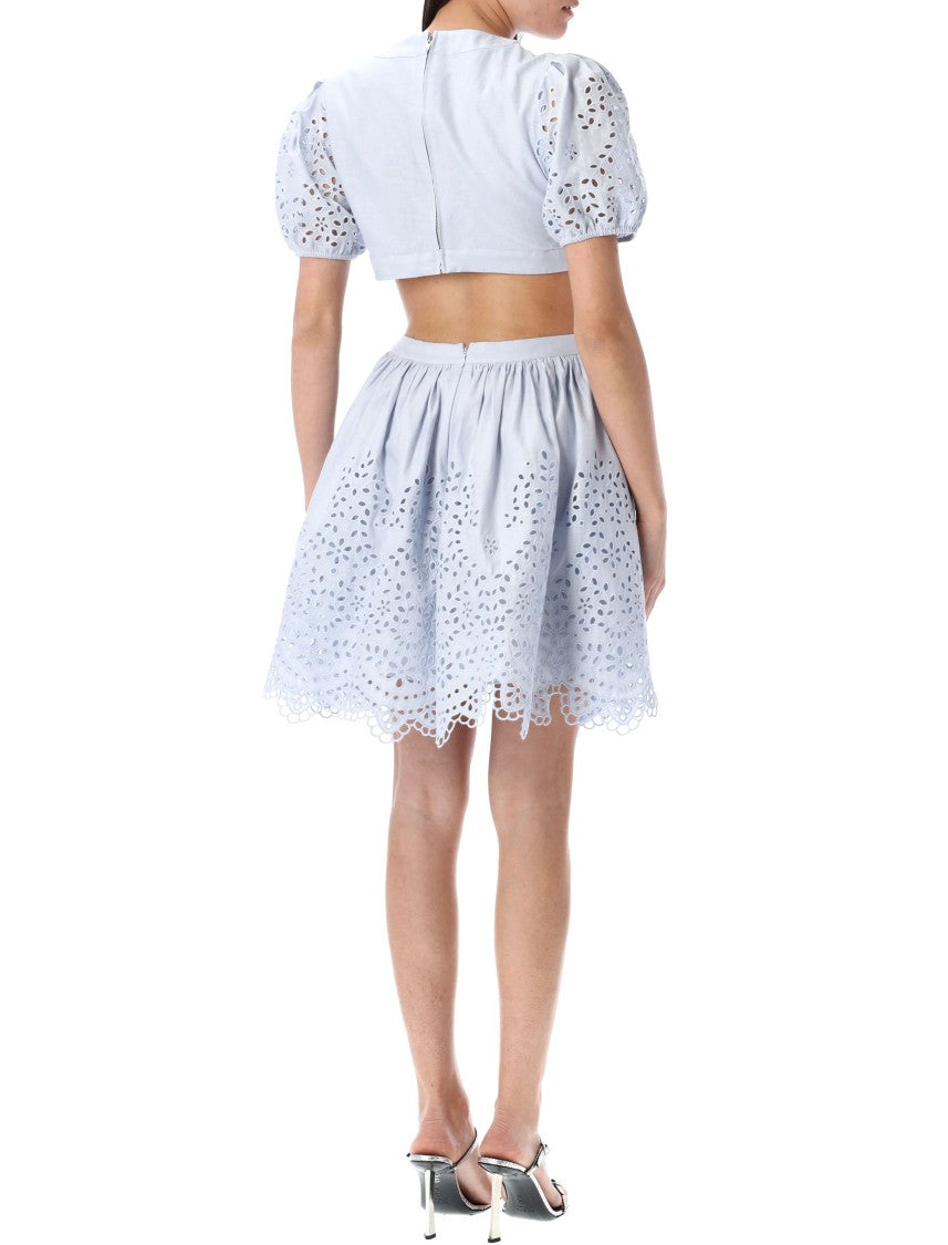 Self-Portrait Cotton Sangallo Mini Dress