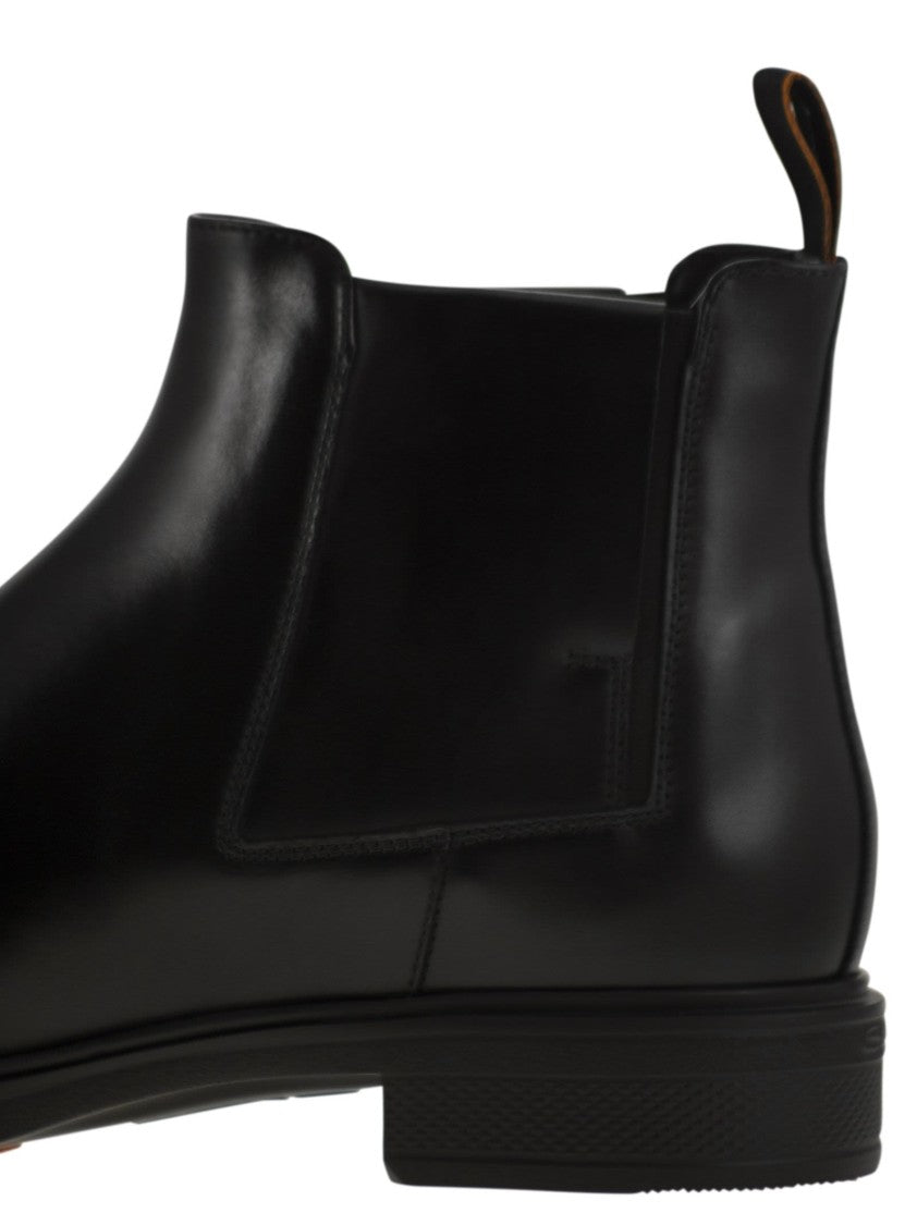 Santoni Ultra-Lightweight Black Leather Chelsea Boot