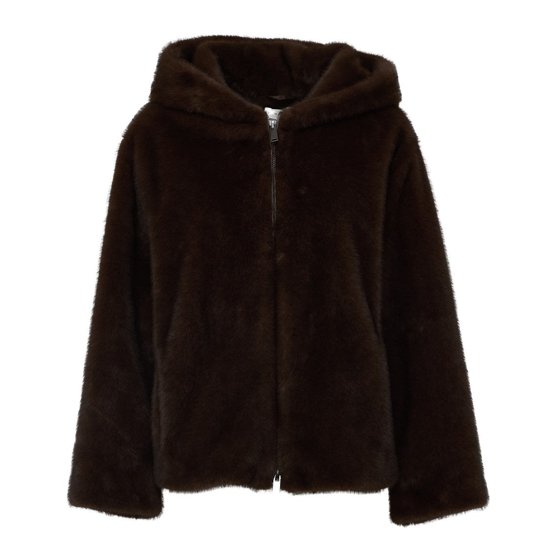 Parosh Short Hooded Drawstring Faux-Fur Jacket