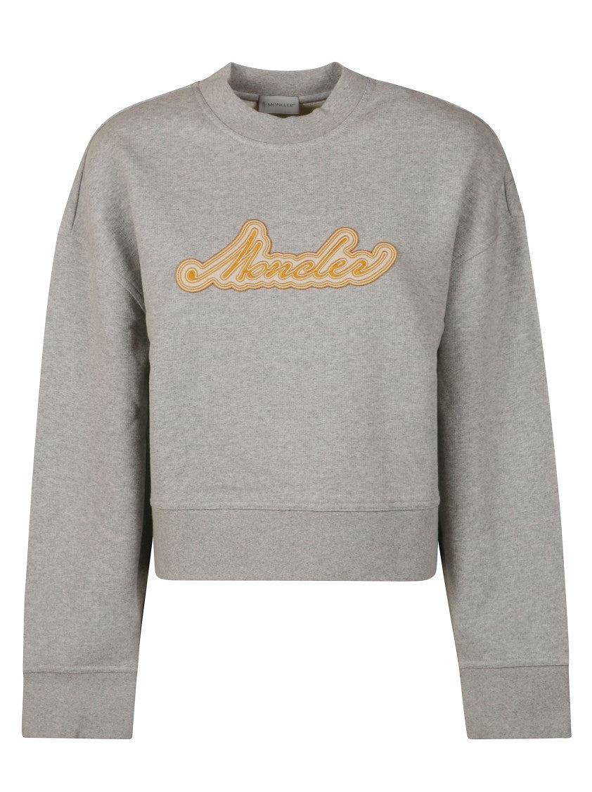 Moncler Classic Grey Knit Sweater With Ribbed Cuffs