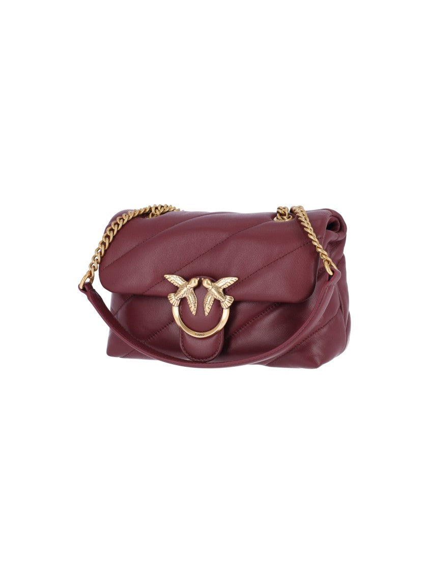 Pinko Bordeaux Love Puff Calfskin Shoulder Bag