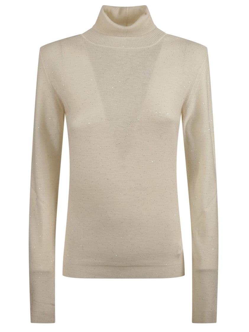 Fabiana Filippi Slim Fit Speckled Wool Turtleneck Sweater