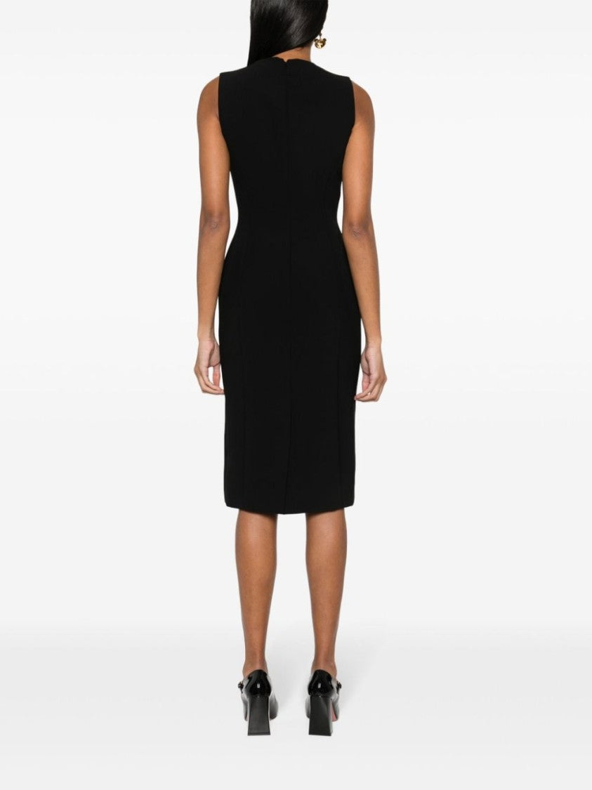 Moschino Elegant Black Crepe Midi Dress