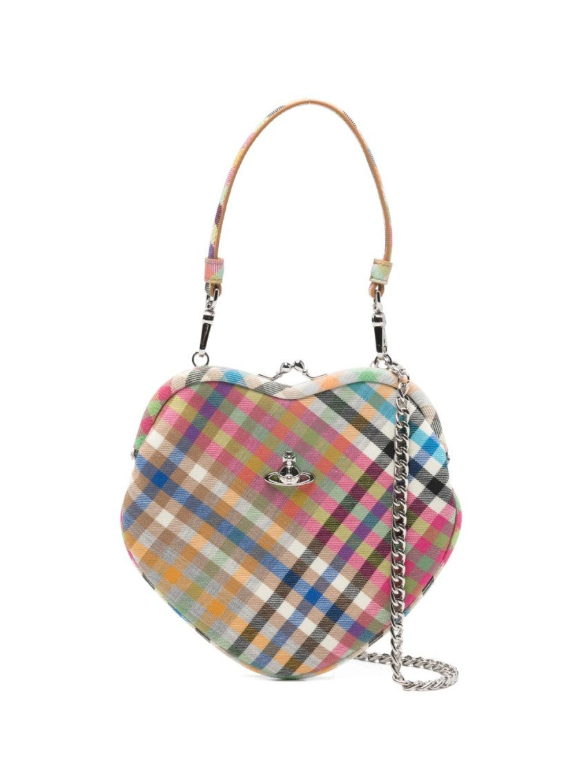 Vivienne Westwood Pink Multicolour Plaid Heart Shaped Bag