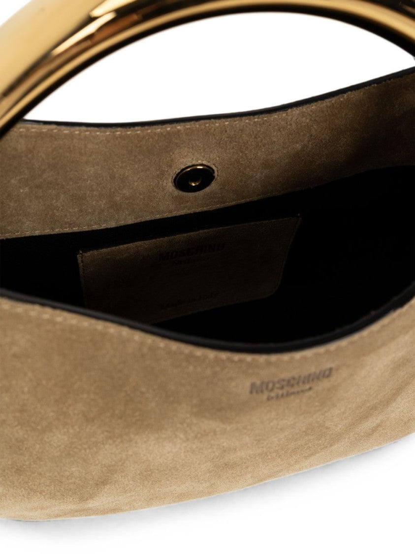 Moschino Brown Silk And Nylon Bag With Structured Gold-Tone Handle