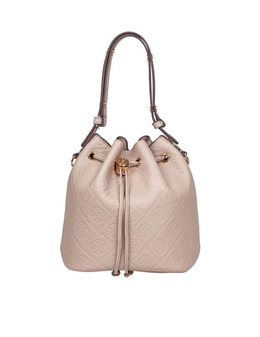 Tory Burch Monogram Textured Leather Bucket Bag