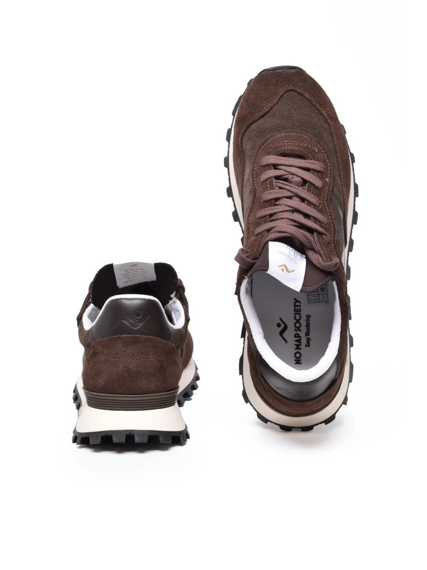 No Map Society Brown Suede-Blend Suede Sneakers