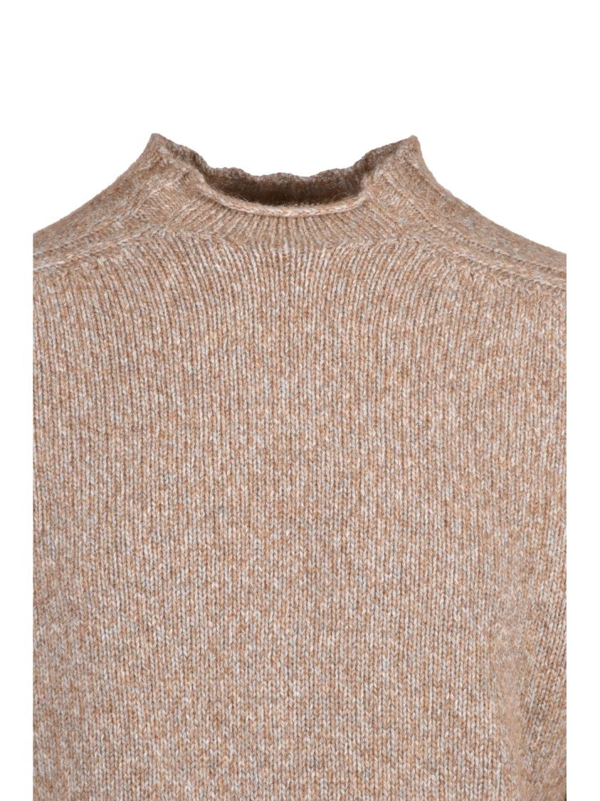 Terzo Fuso 1952 Beige Wool-Blend Stand-Neck Sweater