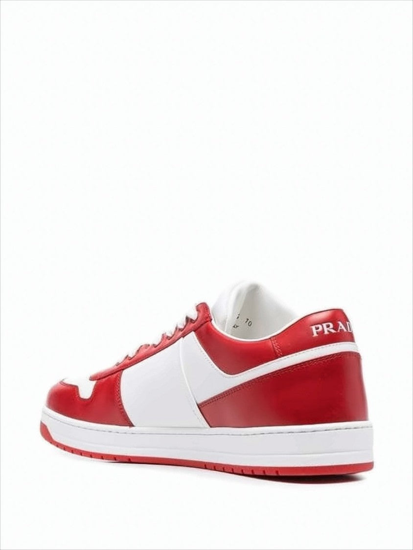 Prada Low-Top Sneakers With Bold Red And White Color Blocking