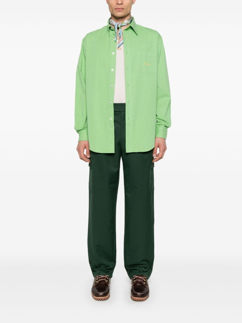 Drôle De Monsieur Cargo-Style Green Trousers With Tailored Details