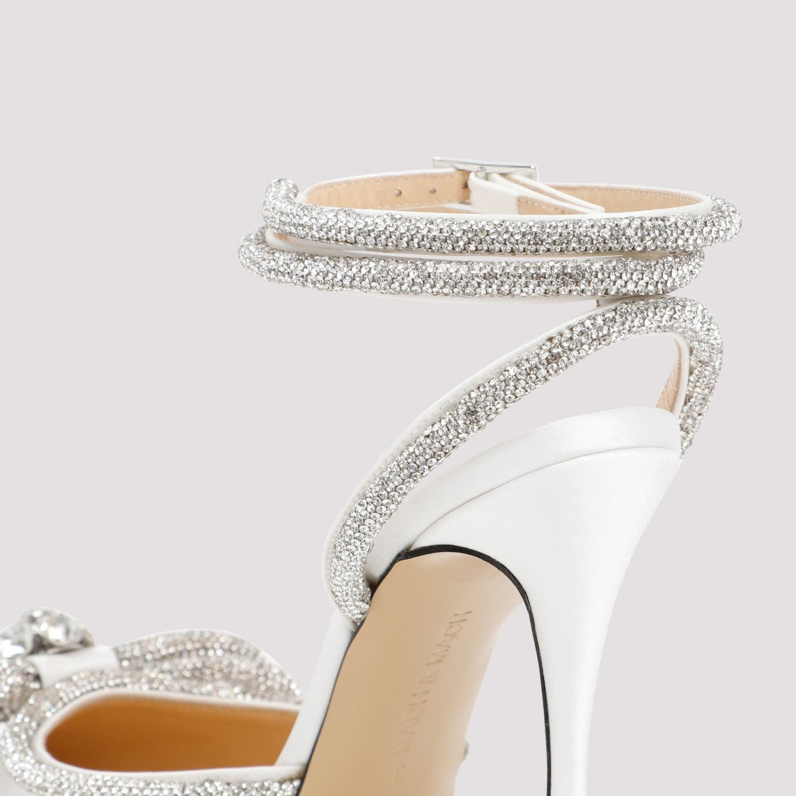 Mach & Mach White Silk Double Bow High Heels