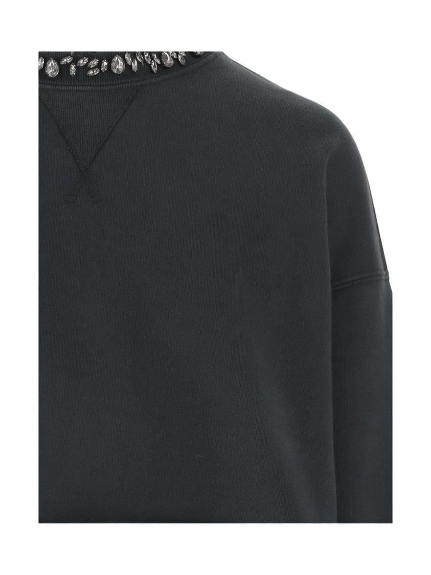 Golden Goose Short Cotton Sweatshirt With Crystal Embellishments