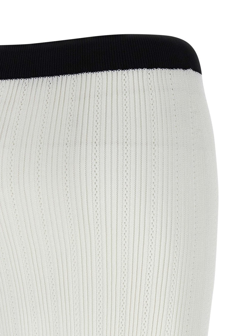 Balmain Two-Tone Stretch Viscose Crochet Miniskirt