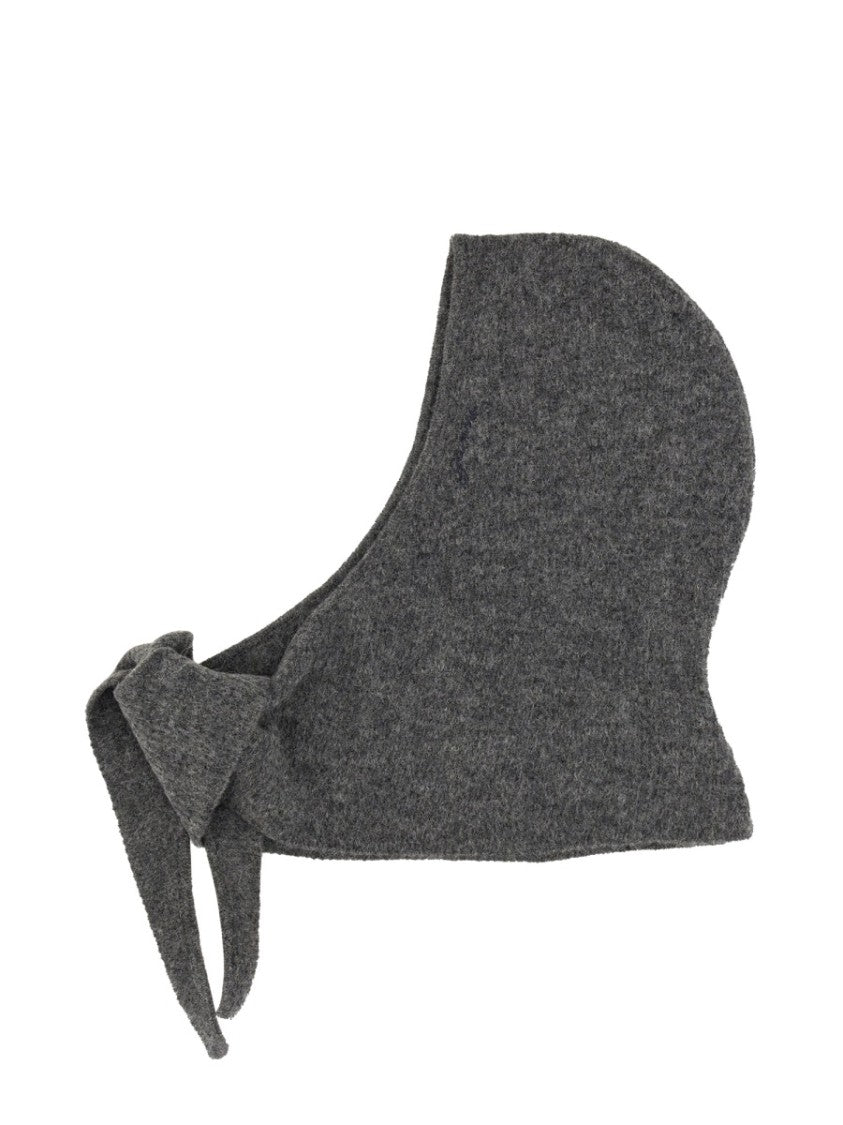 Ganni Textured Grey Alpaca Balaclava