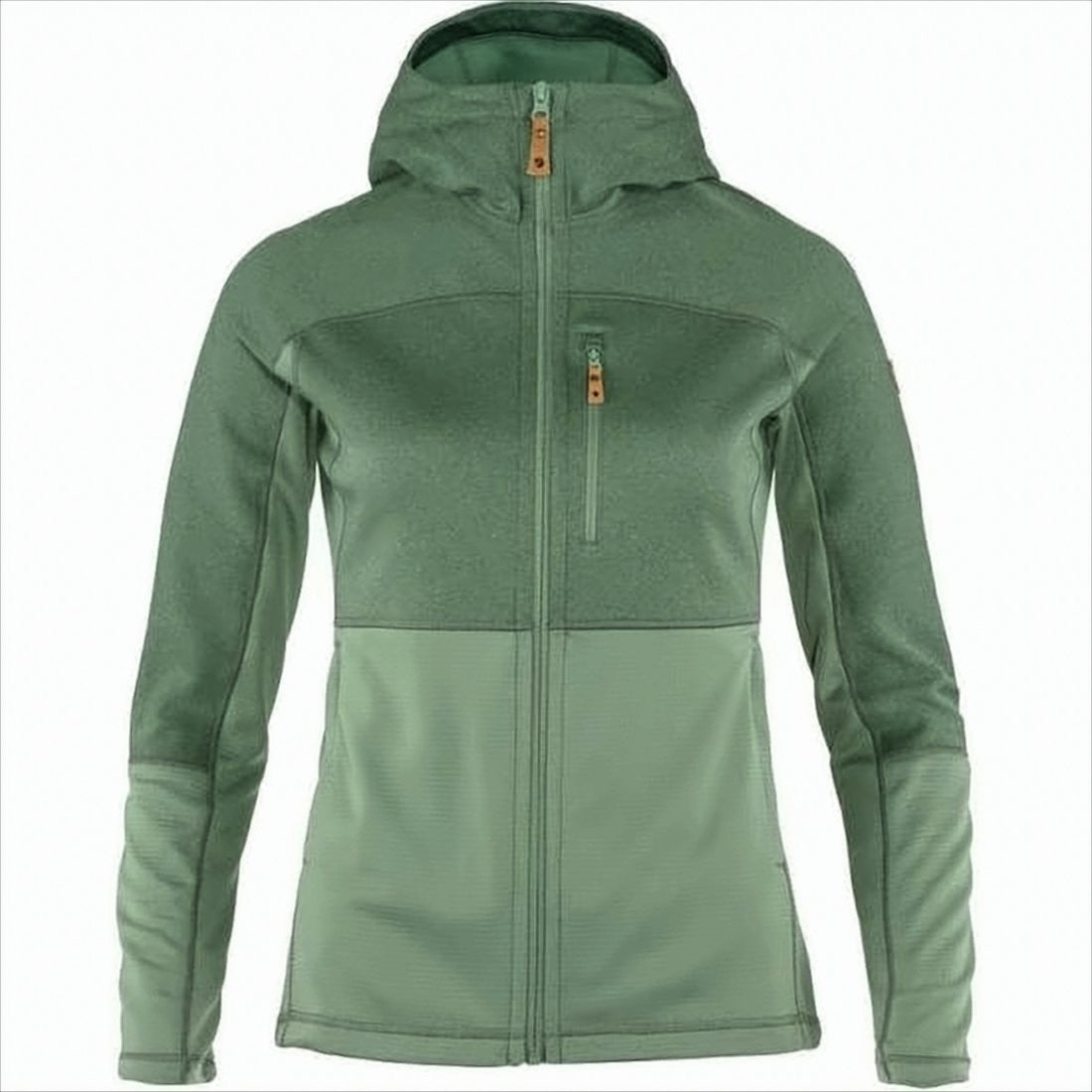 Fjallraven Kanken Two-Tone Green Fitted Jacket With Hood And Zippered Pockets