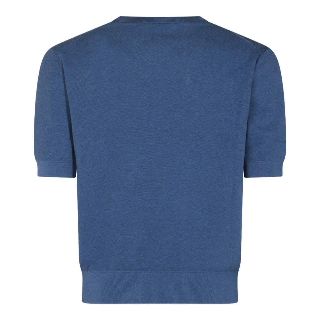 Piacenza Cashmere Textured Front Short-Sleeve Knit Top In Clear Blue Shade