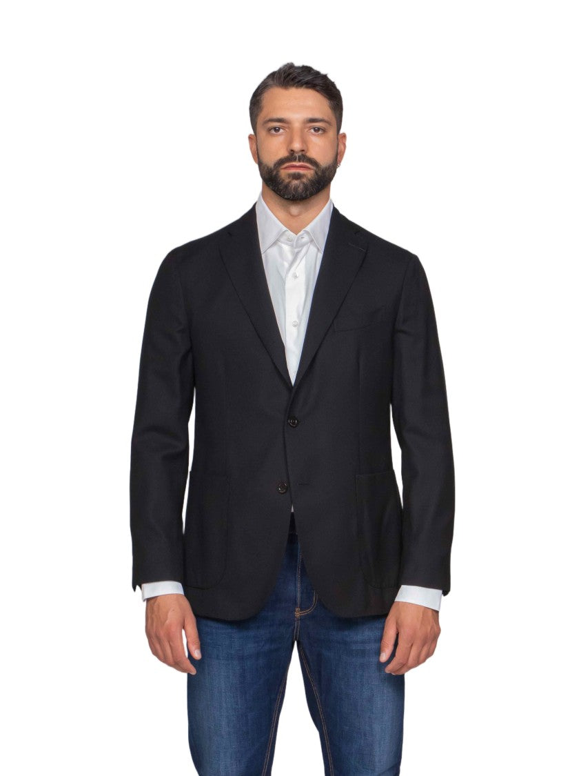 Boglioli Tailored Black Blazer With Notched Lapel And Buttoned Cuffs