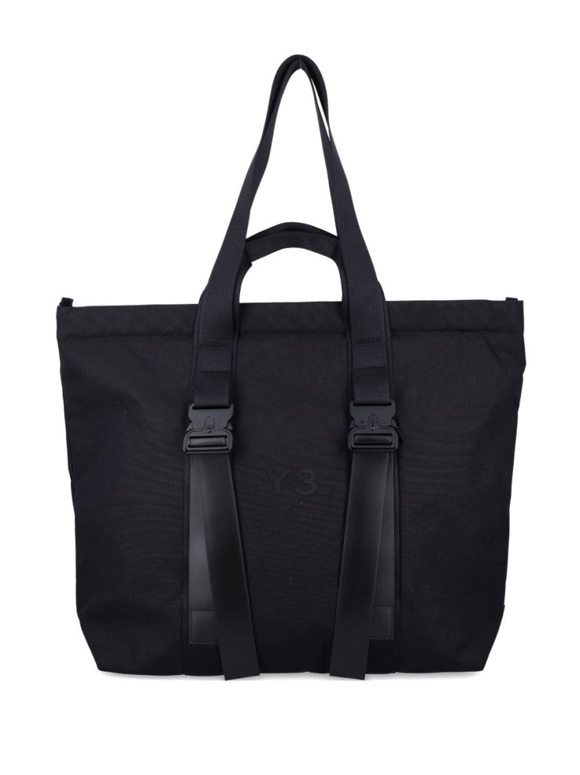 Y-3 Spacious Tote Bag With Leather Straps And Embossed Logo