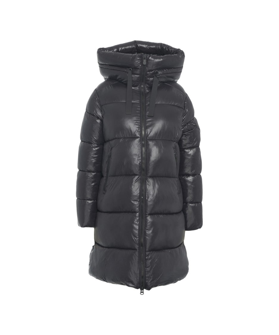 Save The Duck Long Quilted Down Jacket With High Collar And Plumtech Insulation