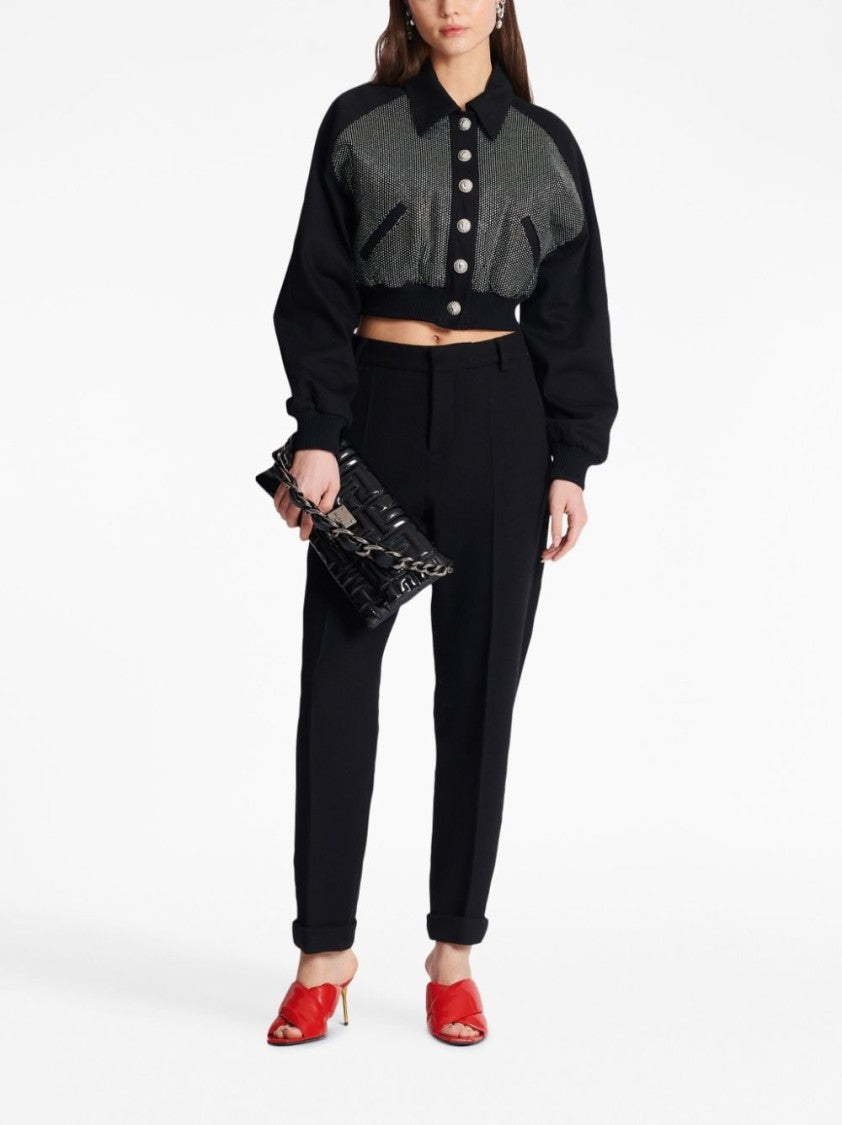Balmain High-Waisted Tapered-Leg Trousers With Cuffed Hems