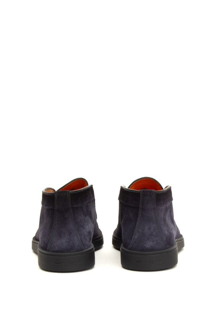 Santoni Suede Slip-On With Rubber Sole