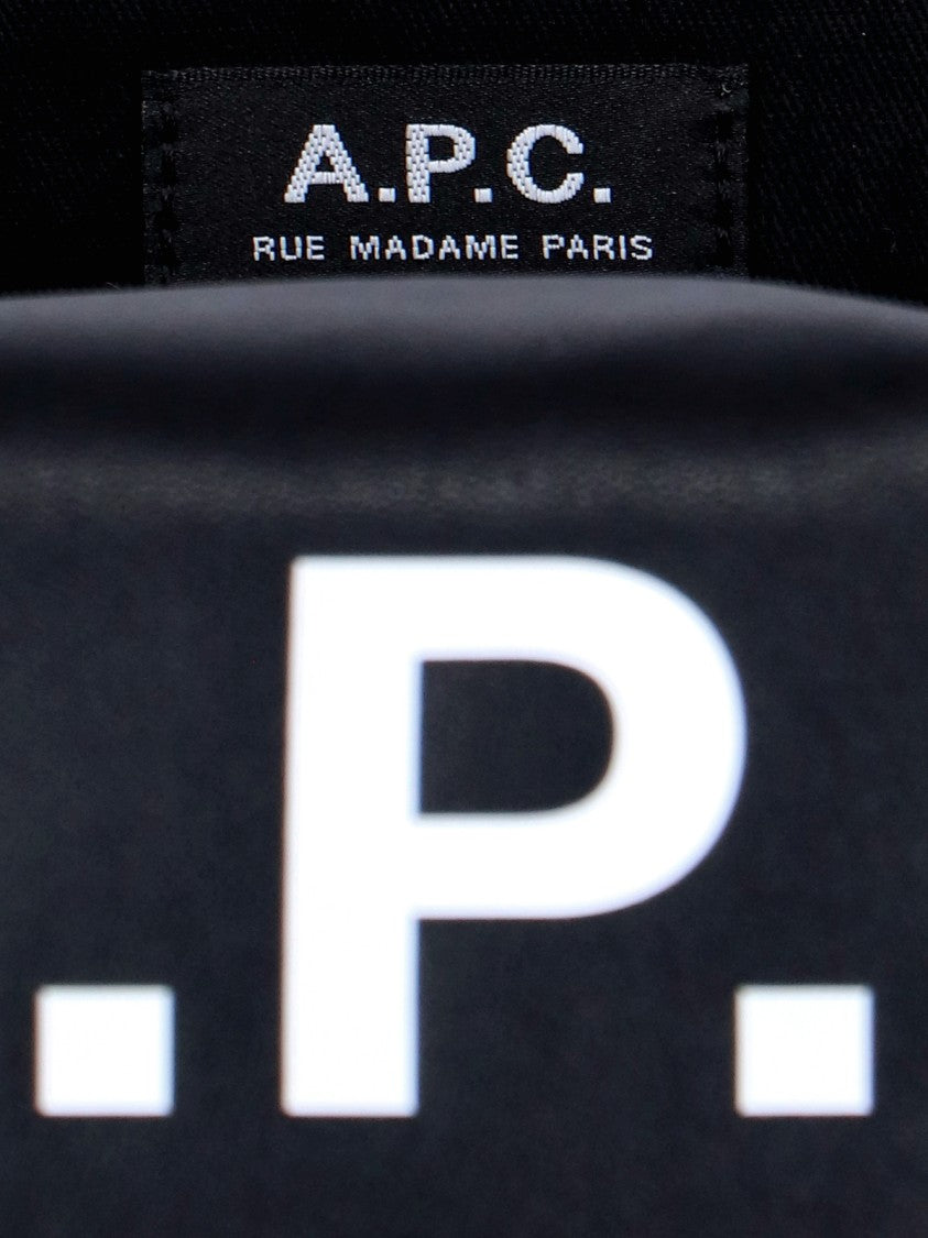 A.P.C. Black White Logo Fabric Tote Bag