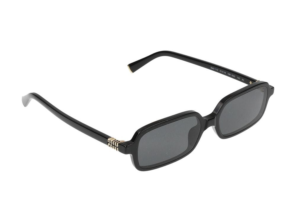 Miu Miu Bold Rectangular Acetate Sunglasses With Gold Accents