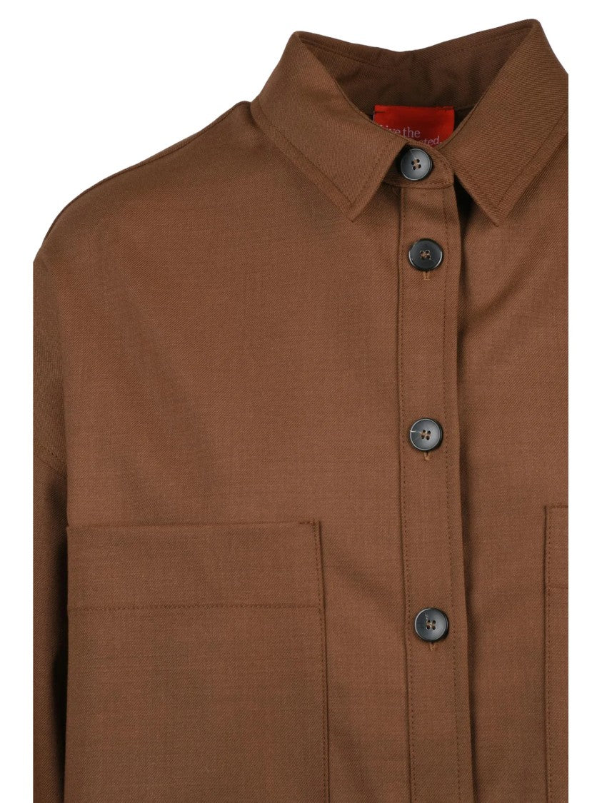 Merci.Live The Unexpected Brown Wool-Blend Oversized Shirt
